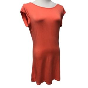 Tarnish Dress Womens Medium Orange Plunging Open Back Stretchy